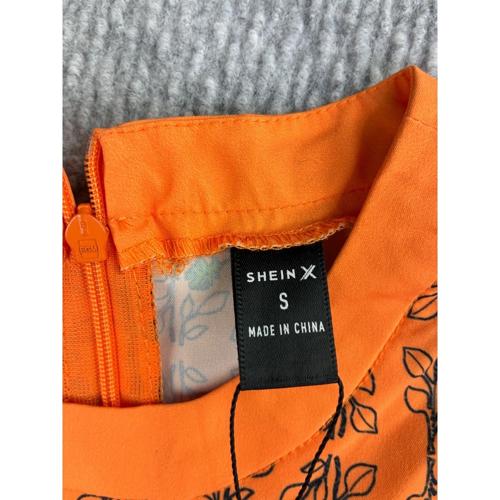 SHEIN X Womens S Orange Floral Jumpsuit Long Sleeve Jogger NWT Botanical - Picture 3 of 10